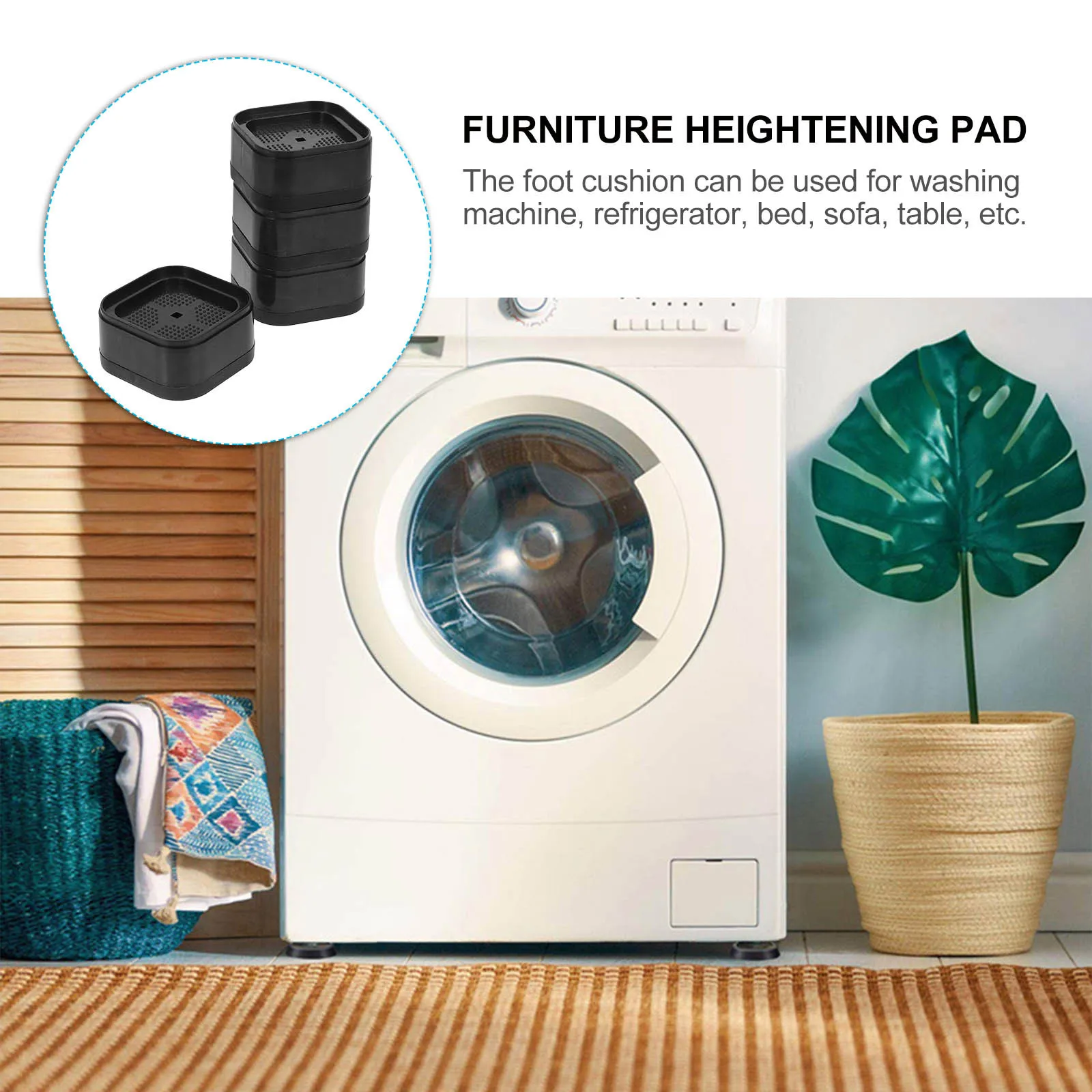 

4Pcs Non Slip Washing Machine Foot Pads Anti Vibration Stabilizer Pads for Washer Dryer Furniture Shock Absorbing Noise
