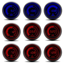 52mm Water Temp Meter Boost Gauge Bar Psi Oil Temp Oil Press Volts Tachometer Vacuum Gauge Gauge Pods Red Blue customized