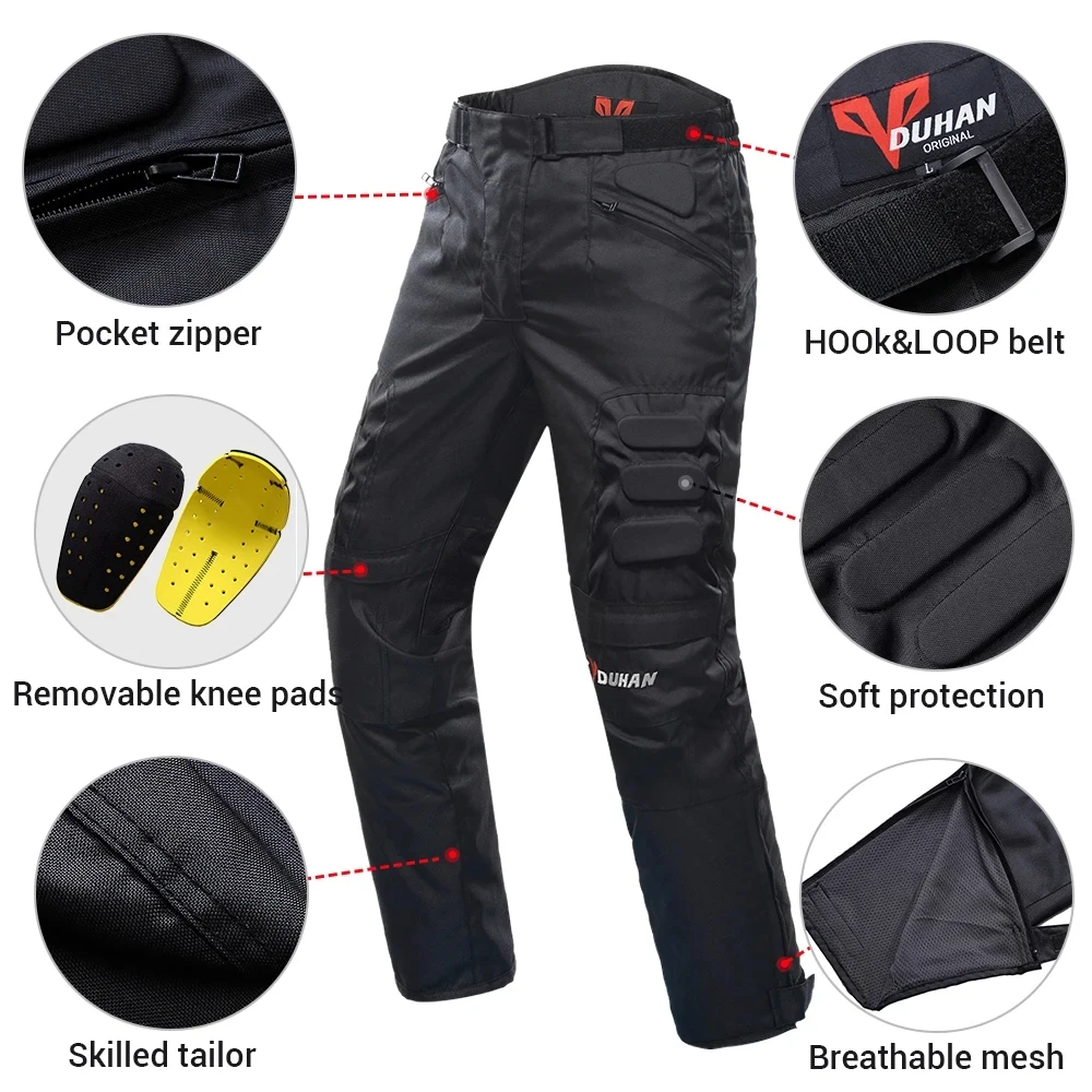 

DUHAN Detachable Warm Interior Motorcycle Pants Motocross Outdoor Wear Resistant Cold-proof Travel Pants Removable Knee Pads