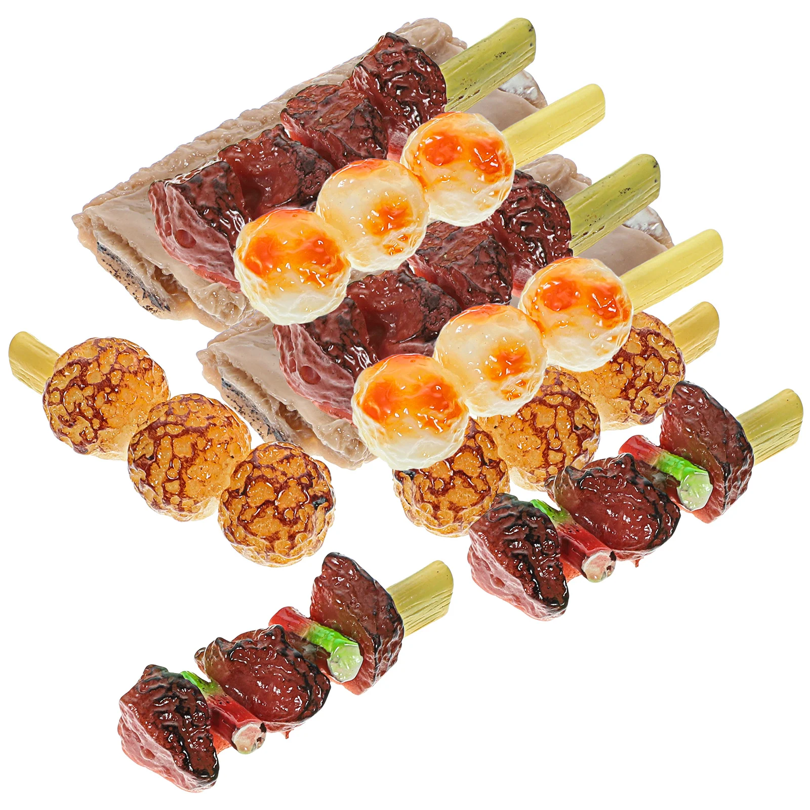 10 Pcs Simulation Barbecue Skewers Fake Models Artificial Meat Props Food Simulated Realistic Photo Toys Beef Child