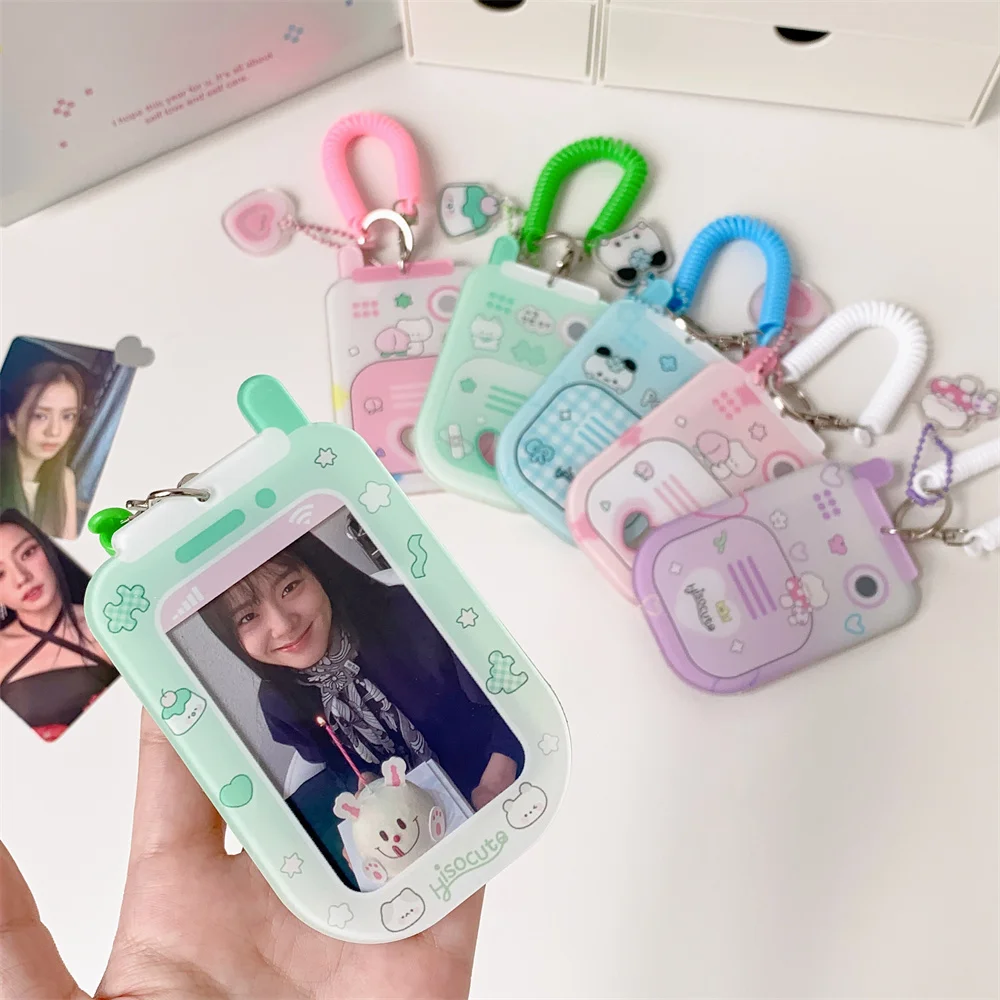 INS Style Kawaii Japanese Mini Mobie Phone Shape Card Holder for 3inch Photo Cute Work ID Card Protector for Girls Idol Card