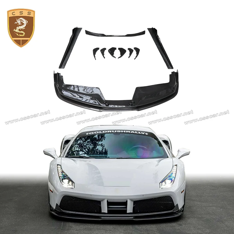 VOR Style Rear Side Bumper Wind Knife Trim Cover For Ferrari 488 Dry Carbon Fiber Front Bumper Lip Diffuser Spoiler Wing