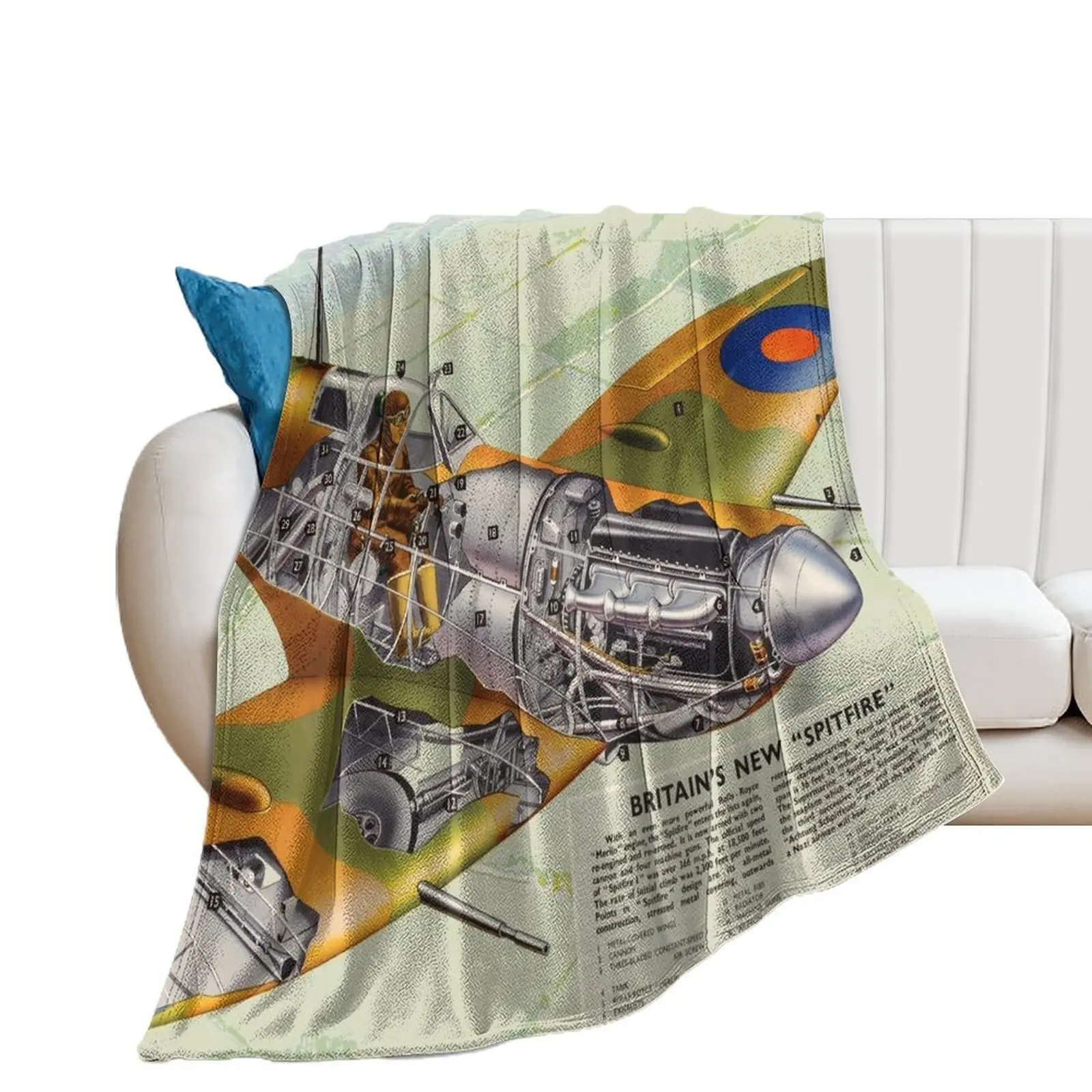 Spitfire technical poster Throw Blanket For Sofa Thin Luxury St bed plaid for sofa Blankets