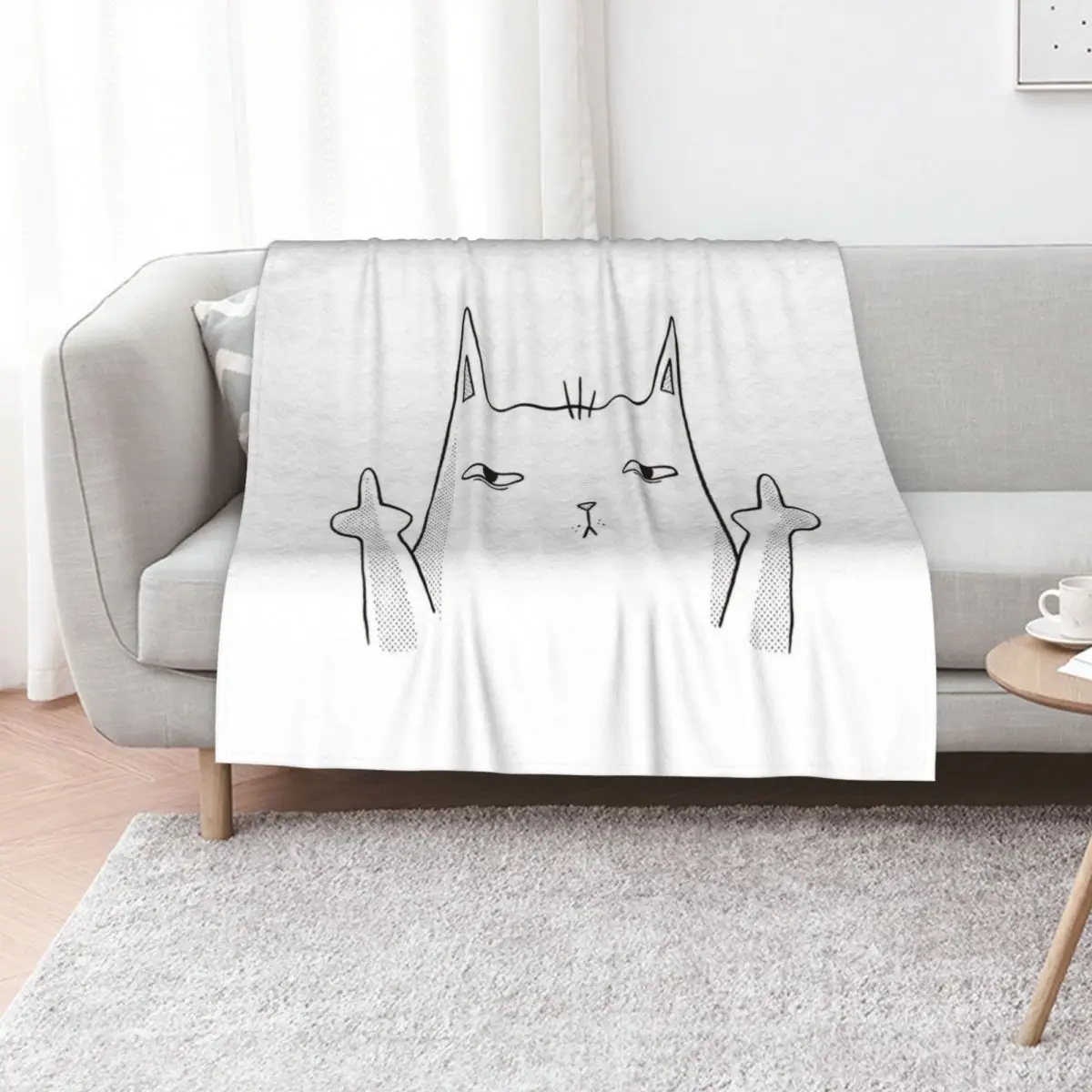 Flip Off Cat, Middle Finger Cat Throw Blanket Plush Kid'S warm winter Decoratives Summer Blankets