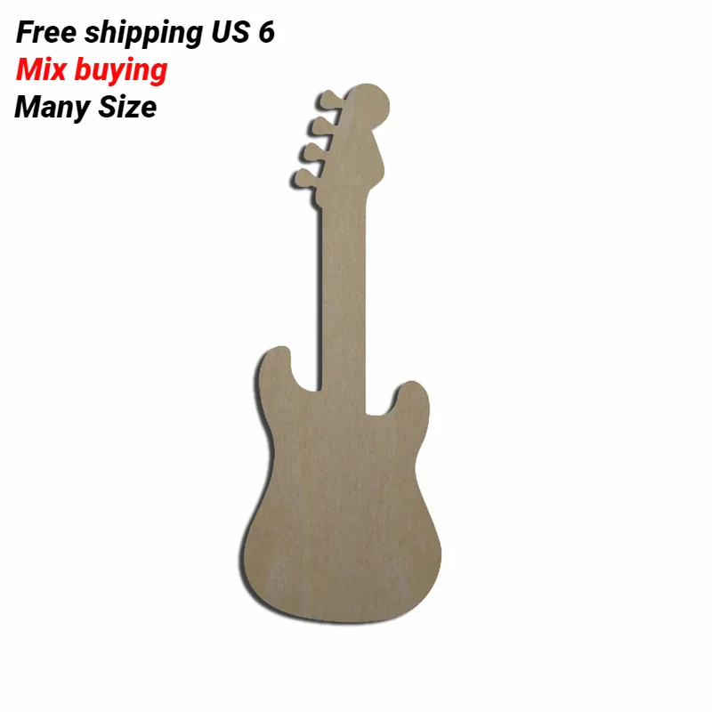 Unfinished Blank Wooden Musical Instruments, Electric Guitar Cutout, Laser Cut Music Wood Shape, Handmade Craft Supplies