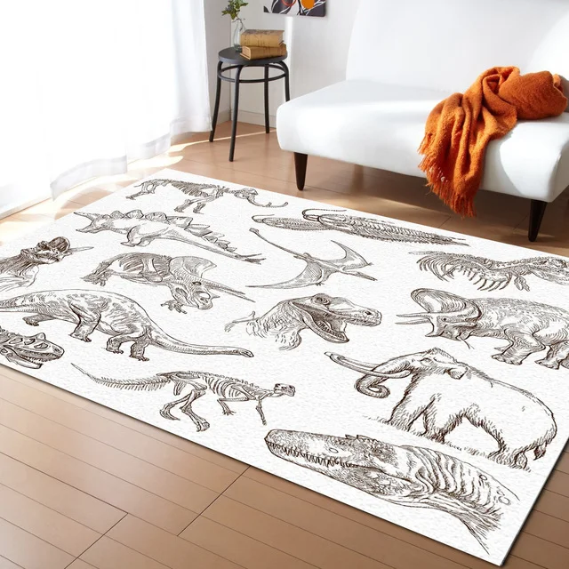 Cartoon Dinosaur Carpets for Living Room Home Decor Children\'s Room Anti-slip Crawling Mat Bedroom Bedside Foot Pad Doormat