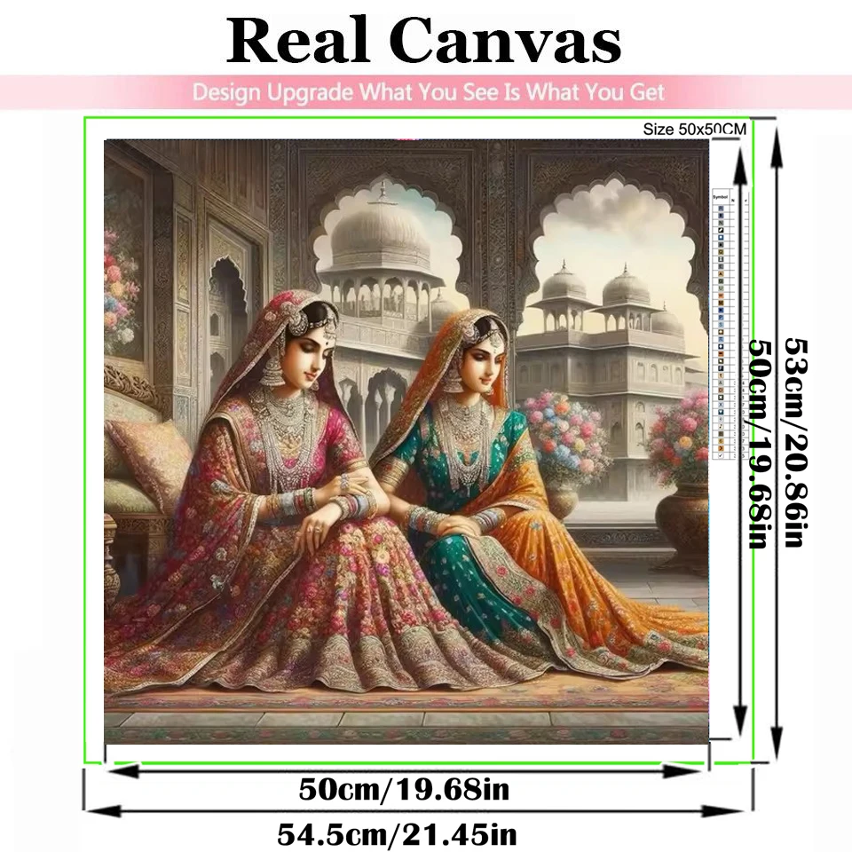 5D Diamond Painting Indian Sisters Beauty Full Square Round Rhinestone Parrot Diamond Art Mosaic Handcraft Portrait Embroidery