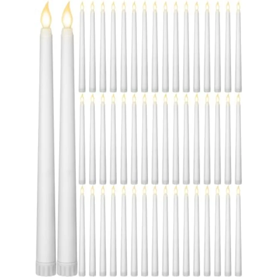 48 Pcs Flameless LED Taper Candles Battery Operated Candles Bulk Realistic LED Candlesticks Flickering for Wedding Church Gradu