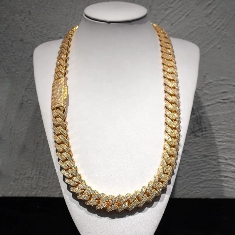 Hip Hop Jewelry 10K Gold Diamond Necklace Bracelet Iced Out Vvs Moissanite Cuban Link Chains For Men