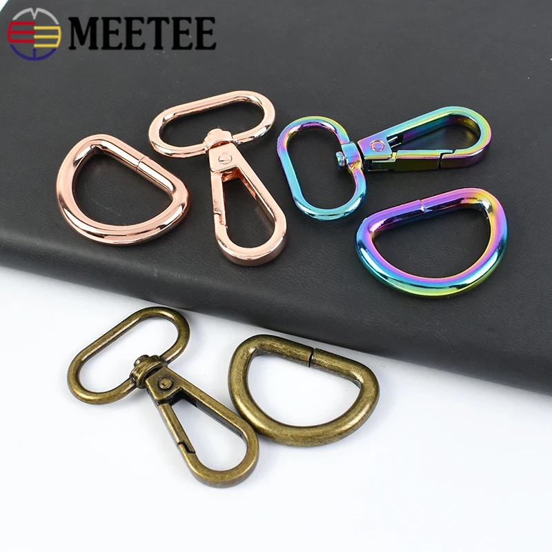 3Sets Metal Buckle+D Ring Clasps Bag Strap Pet Collar Buckle Webbing Belt Keychain Clip Hook Lobster Swivel Clasp DIY Accessorie