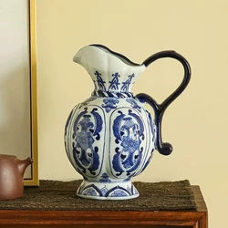 Exquisite Ceramic Vase Antique Blue White Porcelain Flower Container Living Room Home Decoration Flower Porcelain Vase Crafts