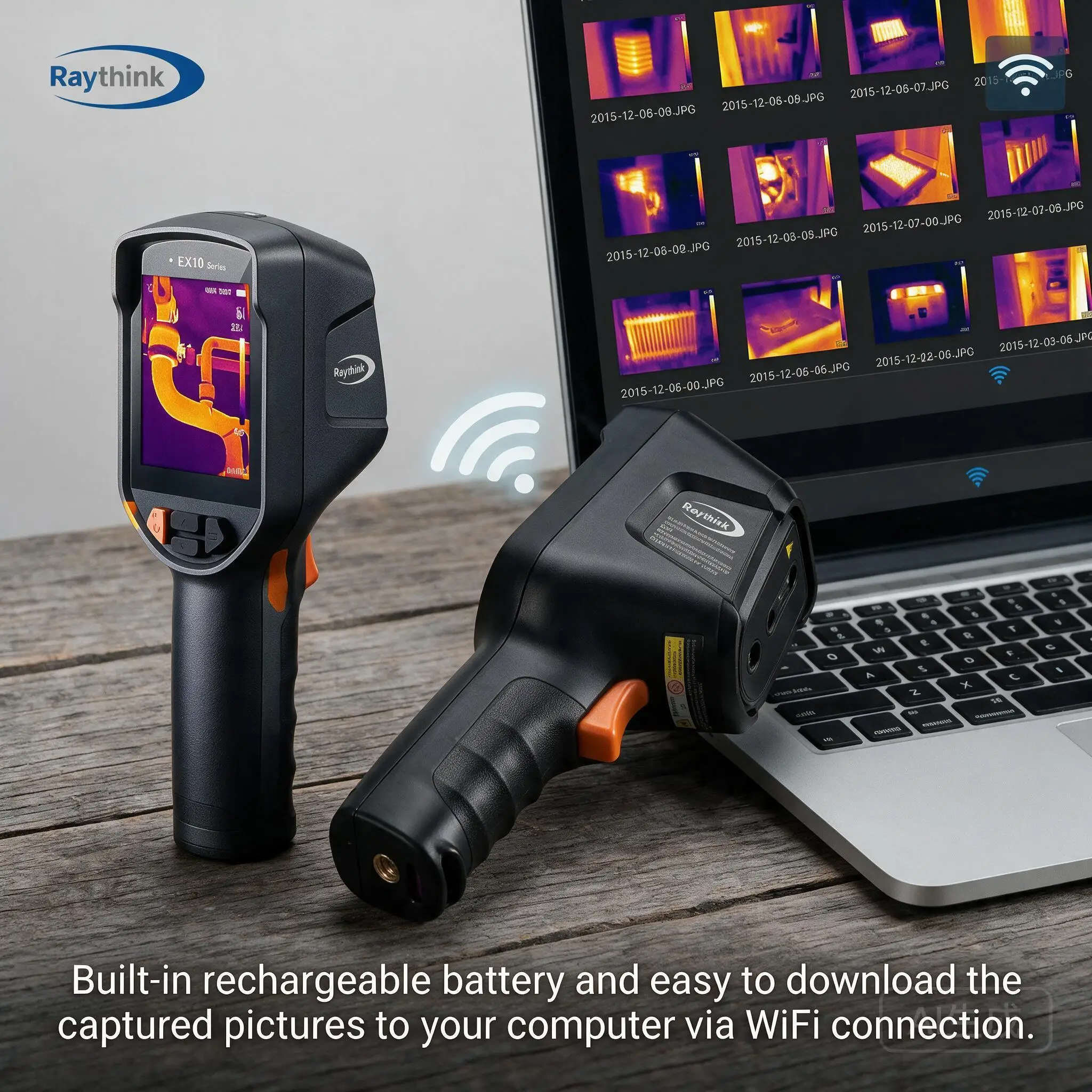 Handheld Thermal Camera AI 320x240 40mK Raythink EX10 Pro WIFI Laser Pointer UVC for Home Electrical HVAC Machinery Inspection