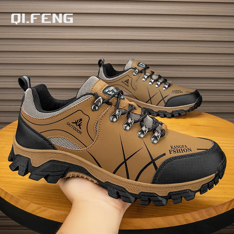 New Outdoor Men's Shoes Outdoor Mountaineering Hiking Anti slip Shoes Men's River Tracing Shoes Spring Autumn Leather Sneaker