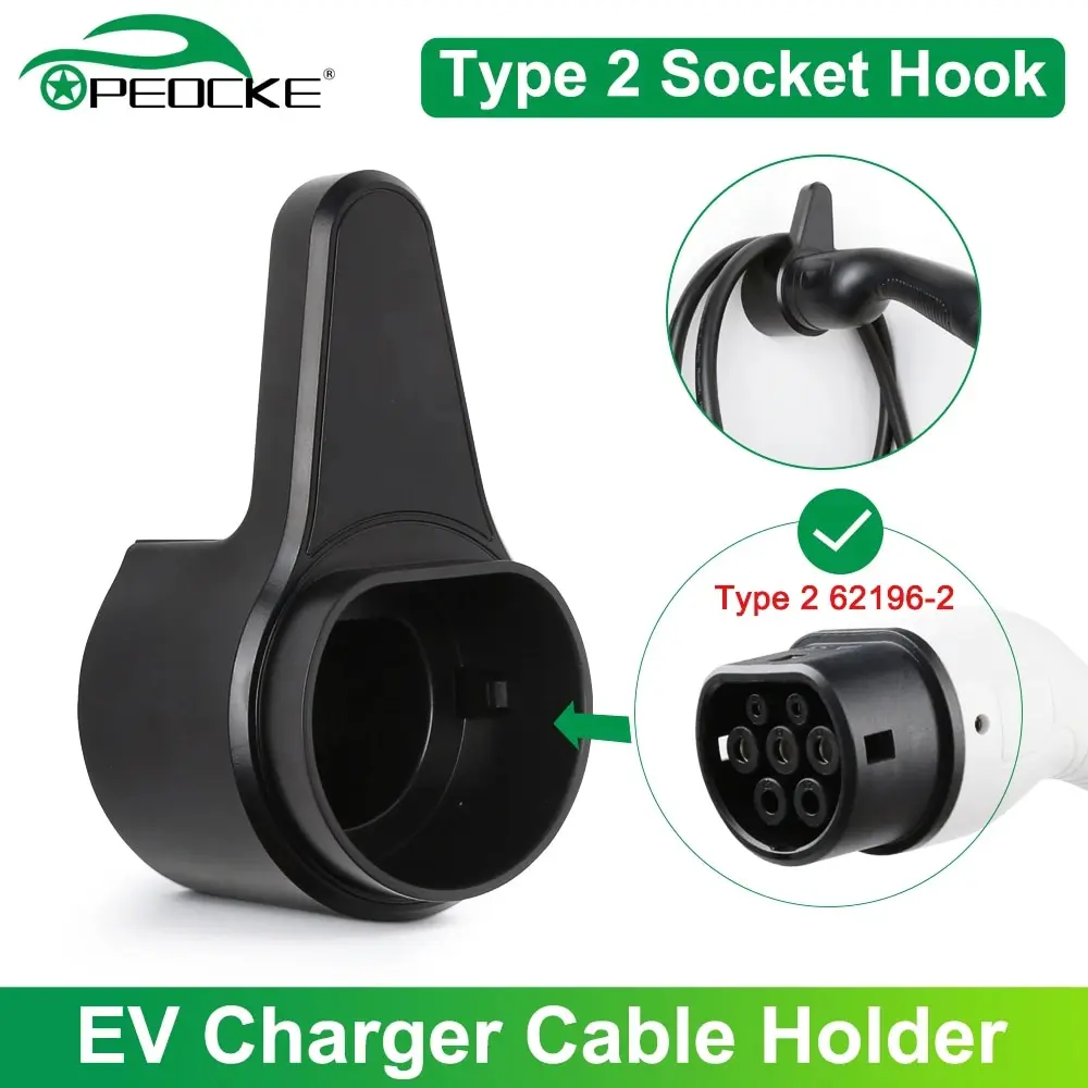 Electric Vehicle Type 2 Charger Plug Holder EV IEC 62196-2 Charging Organizer Cable Plug Wall Mount Wallbox Socket Accessories