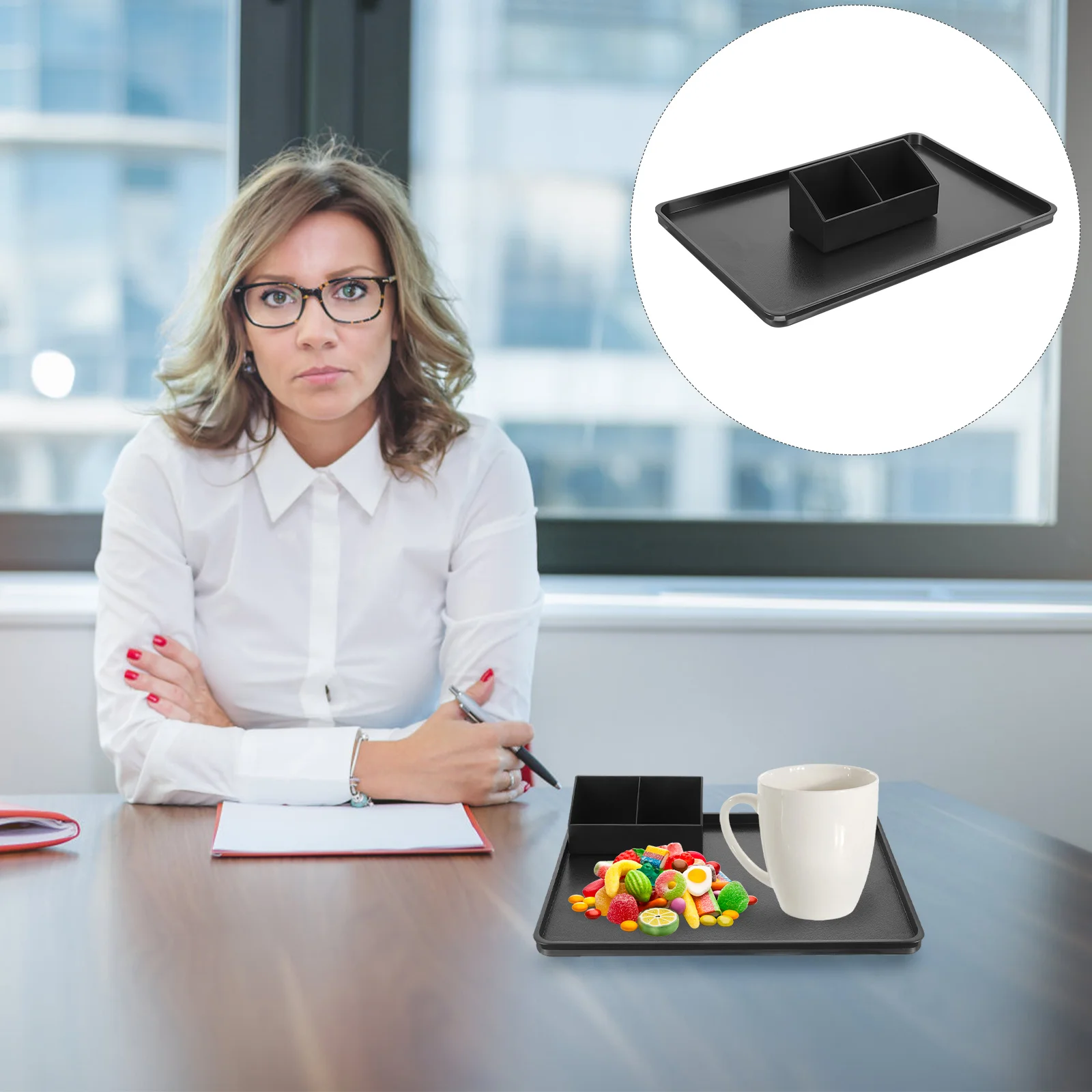 

Anneome Tea Tray Organizer Reusable Snack Plate Portable Dessert Serving Dish for Tea Condiments Bags