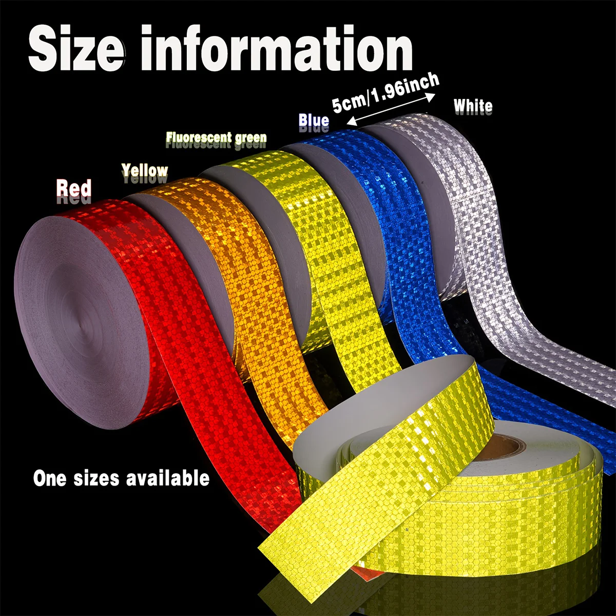 5cm*3M Reflective Warning Tapes Waterproof Outdoor Car Stickers Safety Strip White Red Fluorescent Yellow Reflectors for Bicycle