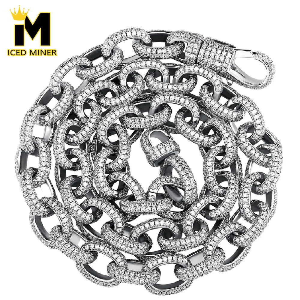 

Icedminer 15mm O Cuban Chain Iced Out Link Chain Necklaces for Men Women Brass Bling Zircon Hip Hop Jewelry Free Shipping