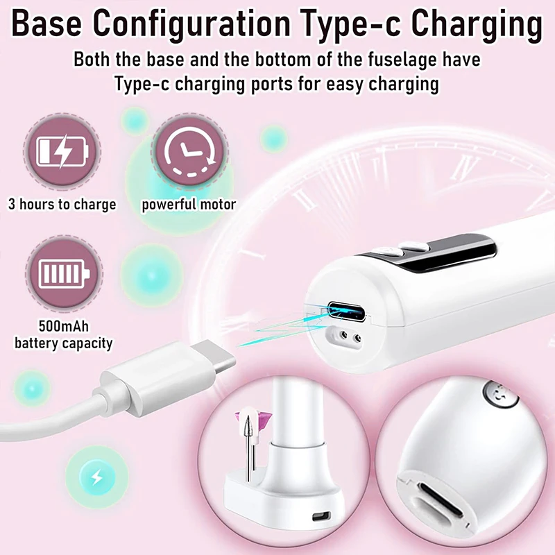 الكهربائية 65 واط القلم على شكل 35000 دورة في الدقيقة القلم الكهربائي مسمار الحفر المحمولة مسمار Efile تلميع إزالة الجلد الميت آلة الفن الرعاية