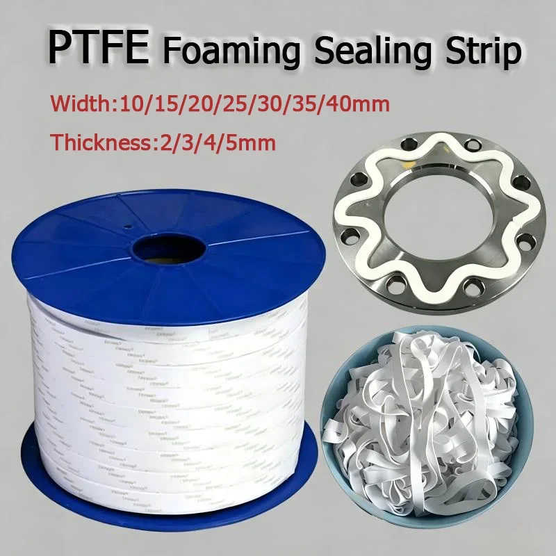 1/2/3/5M PTFE Self-adhesive Seal Strip Tetrafluoro White Elastic Band Expanded Foamed Sealing Strips PTFE Joint Sealant