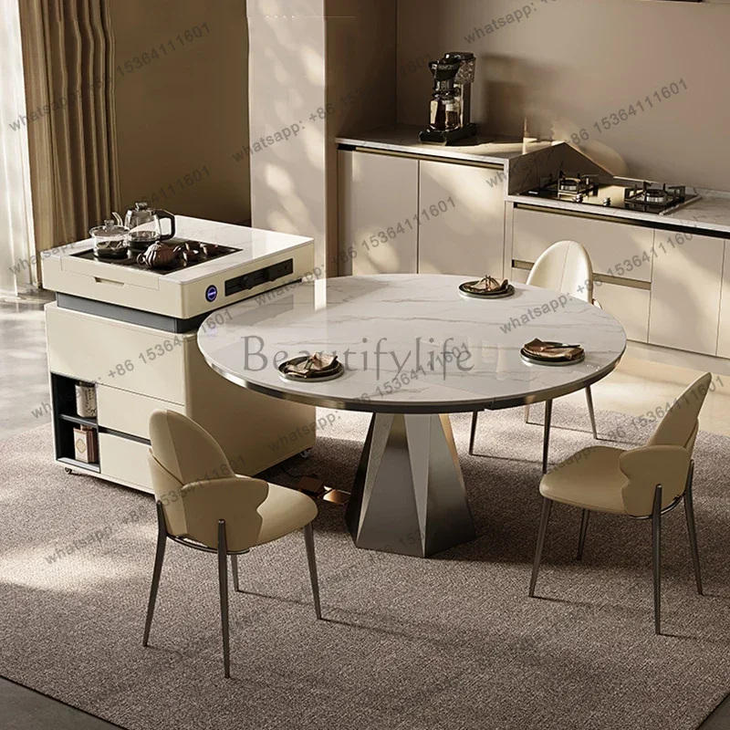 LJY Round Chairs Dining Table Kitchen Console Nordic Luxury Dining Table Living Room Space Saving Mesas De Comedor Home Furnitur