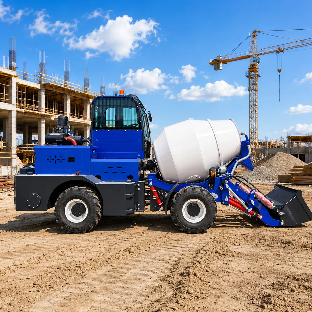 Customized Latest Model 1.5m³ Mobile Self Loading Concrete Mixer Truck Heavy Duty Construction Mixing Machine