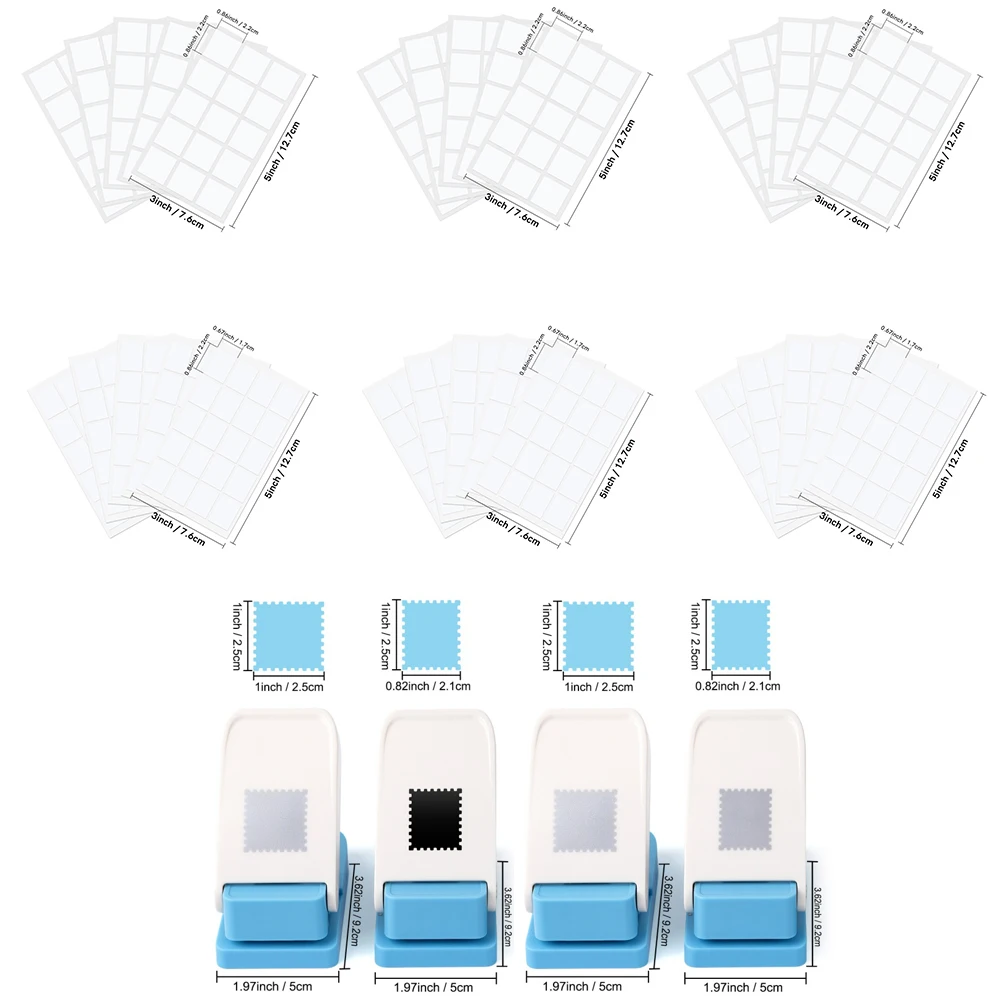 

Square/rectangle Double-Sided Adhesive Stickers for Postage Stamp Punch Paper Shapes Diy Envelopes Journal Scrapbook Gifts