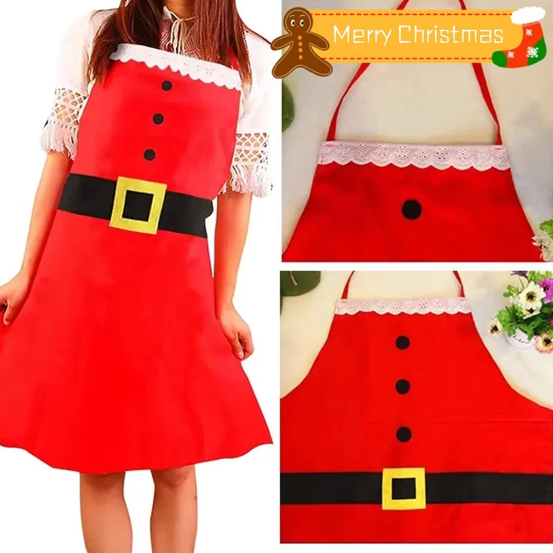 Personalized Christmas Red Santa Claus Aprons Christmas Creative Design Apron for Holiday Party Christmas Decoration Cloth