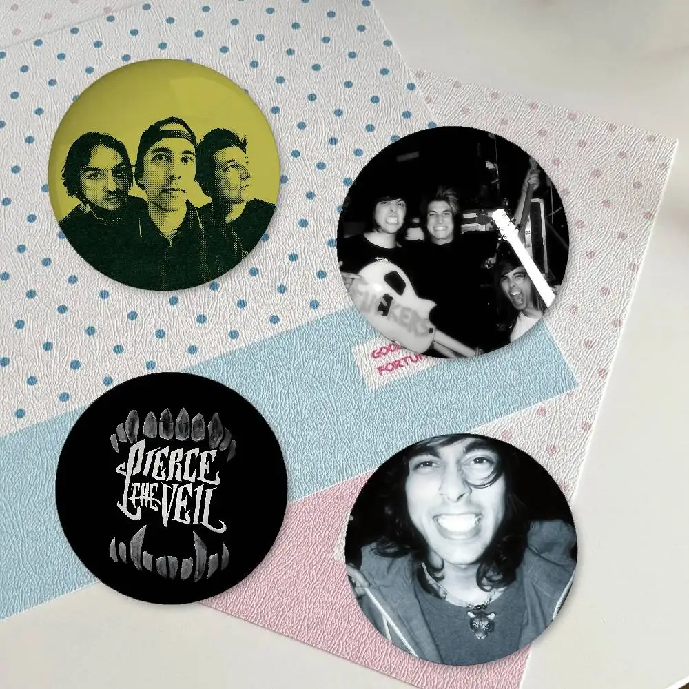 Band A-Pierce The-S Veil Premium Tinplate Round Lapel Pins: Cute Badge Brooches For Shoulder Bag Accessories, Souvenir Gifts