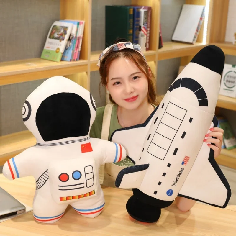 Plush Astronaut Spaceship Toy Stuffed Soft Doll Cartoon Pillow Kids Toys Creative Plane Toys Children Boys Gift Wholesale Spots