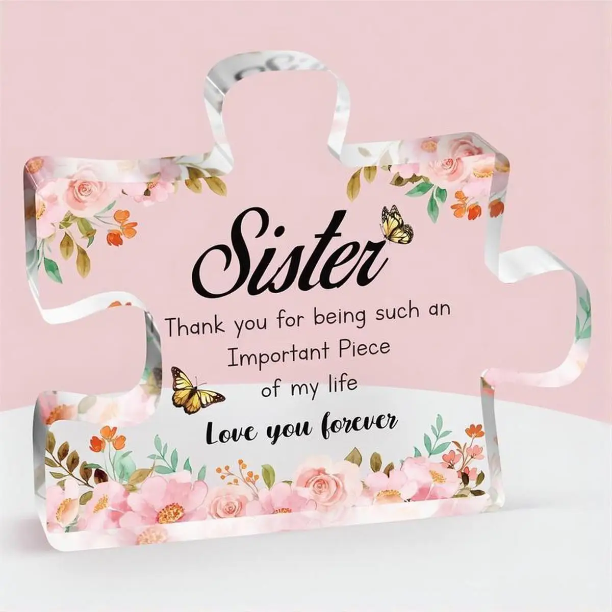 Gifts from Sister-Delicate Sister Birthday Gifts-Engraved Acrylic Puzzle Piece Thanksgiving New Year Birthday Gifts for Sister