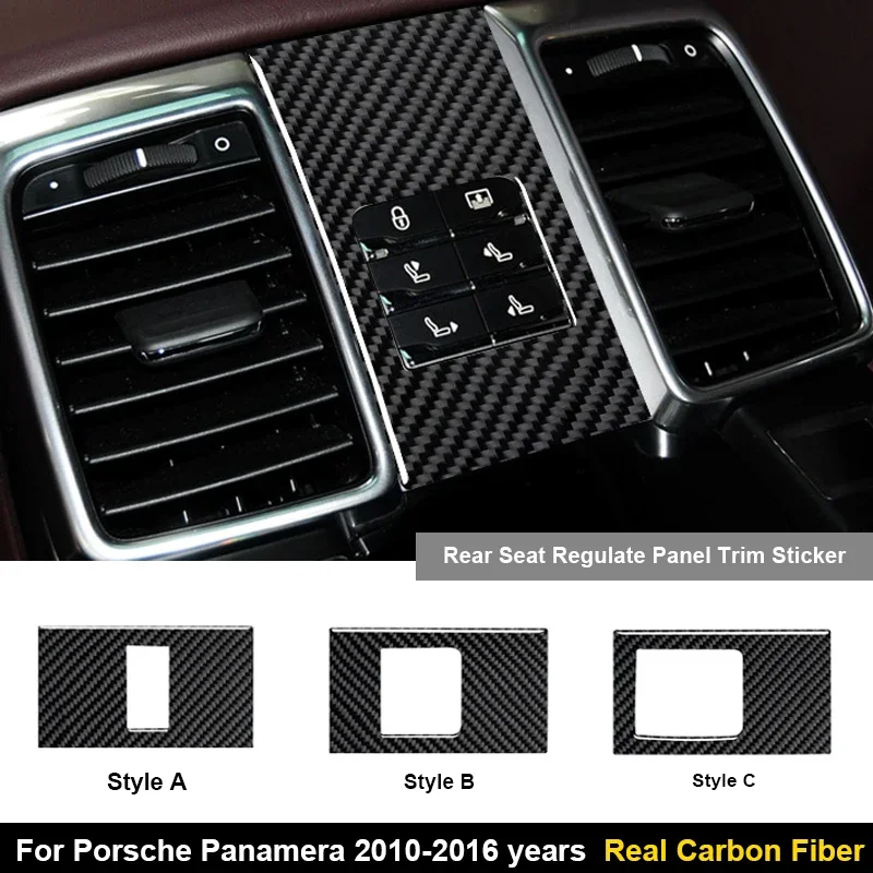 Rear Seat Regulate Panel Cover Trim Sticker Real Carbon Fiber Sticker For Porsche Panamera 2010-2016 Auto Accessories