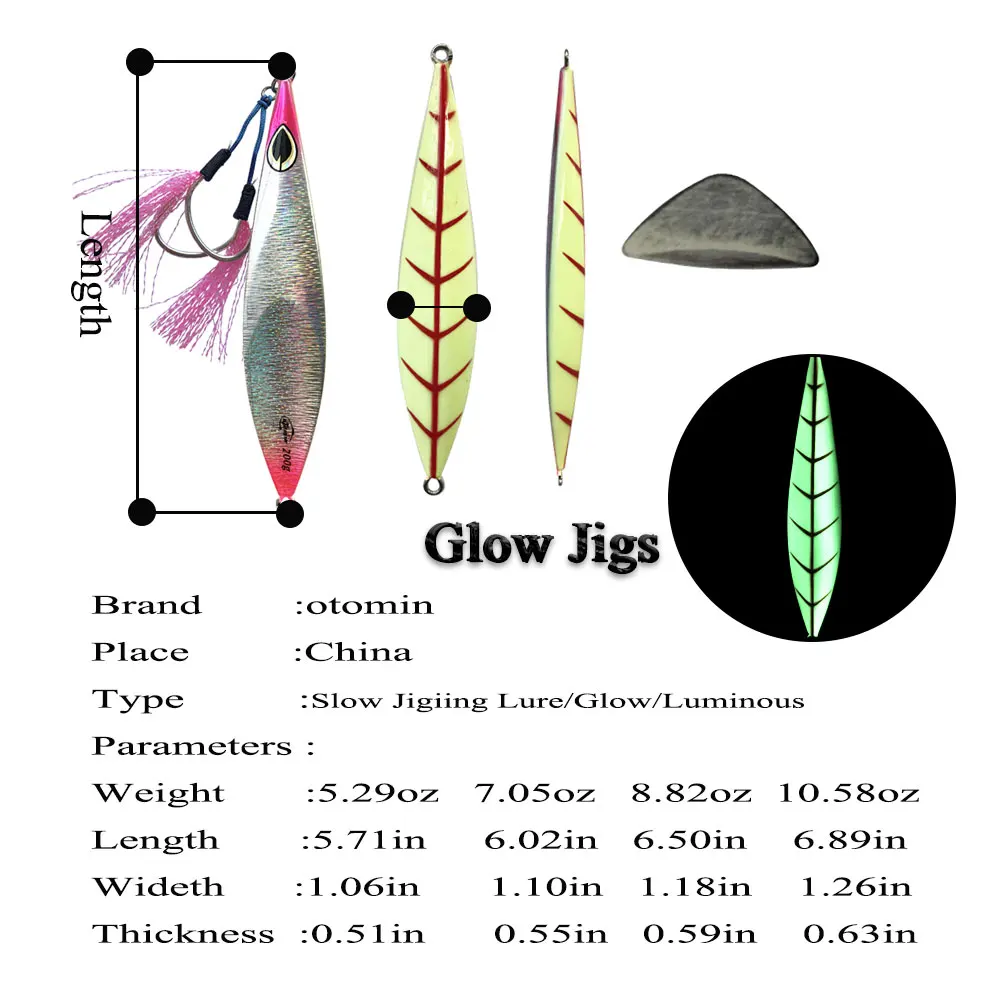 1PC Slow Pitch Jig Slow Falling Sinking Metal Jigging Pesca Glow Jigs 80g100g120g Luminous Lure Fishing Angler Bait