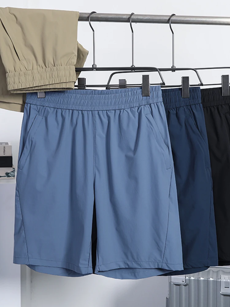 

Летние новые спортивные шорты из ледяного шелка, быстросохнущие, свободные, прямые, легкие, повседневные, длиной до колена, мужские, в стиле «папа».