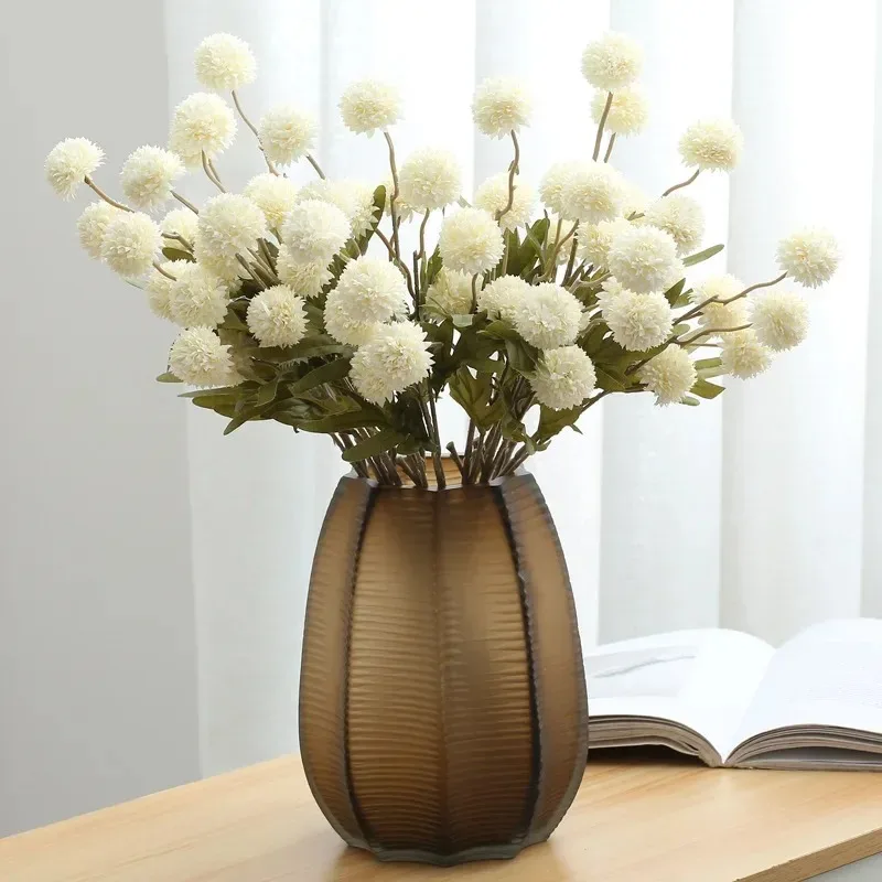 

Artificial Flower Dandelion Small Thorn Ball Wedding Home Decoration Single 5 Ping Pong Chrysanthemum Artificial Flower