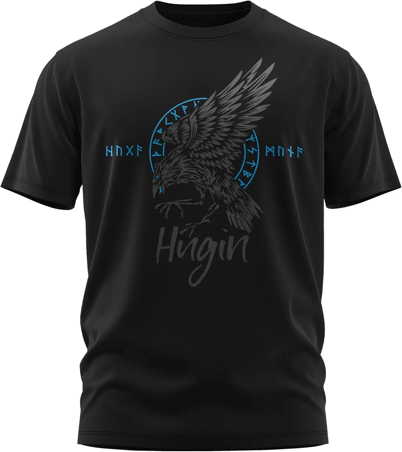 Nordic Style Odin Raven Hugin Rune Norse Mythology T-Shirt 100% Cotton O-Neck Short Sleeve Summer Casual Mens T-shirt Size S-3XL