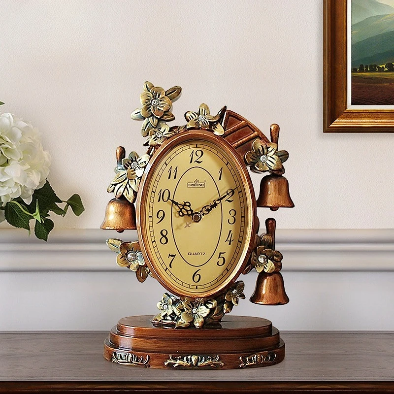 SCY living room desktop silent desk clock bedside table creative desk clock decoration, retro ornament clock