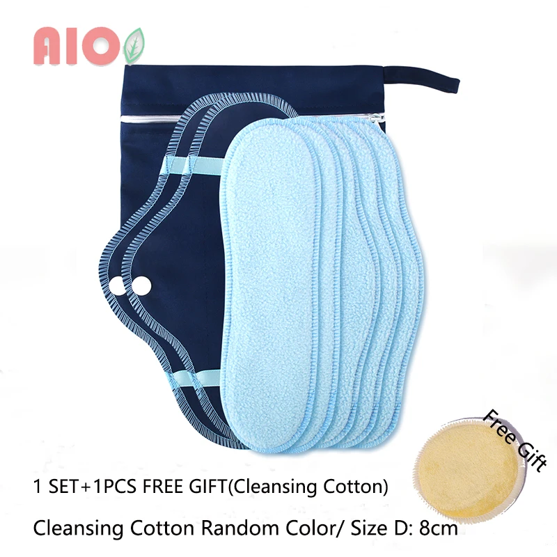 AIO 8 Pcs Reusable female Towels Pads for Monthly Menstrual Pads Sanitary Napkin Sanitary Postpartum Nursing Polar Fleece Pads