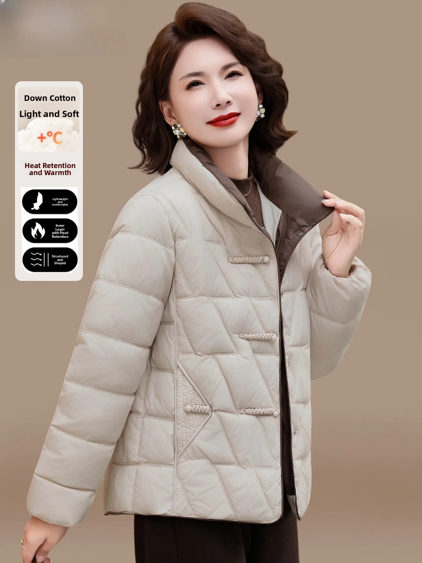 

Легкая хлопковая куртка для женщин: модная, теплая, из полиэфирного волокна, маленький размер, свободный крой, на пуговицах и молнии