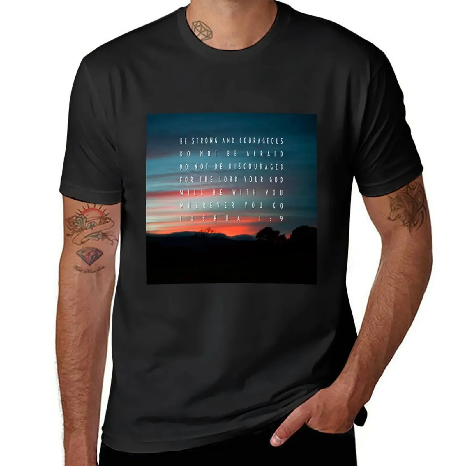 Bible Verse Joshua 1:9 T-Shirt new edition vintage clothes summer tops Men's t shirts