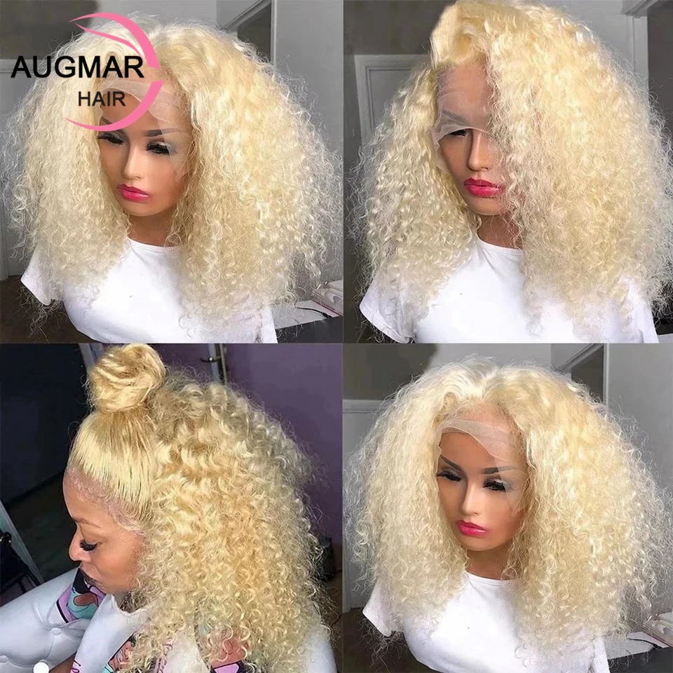 13x4 Kinky Curly 613 HD Lace Frontal Wig 13x6 Blonde Lace Front Wig Human Hair Transparent 180 Density Glueless Full Lace Wig