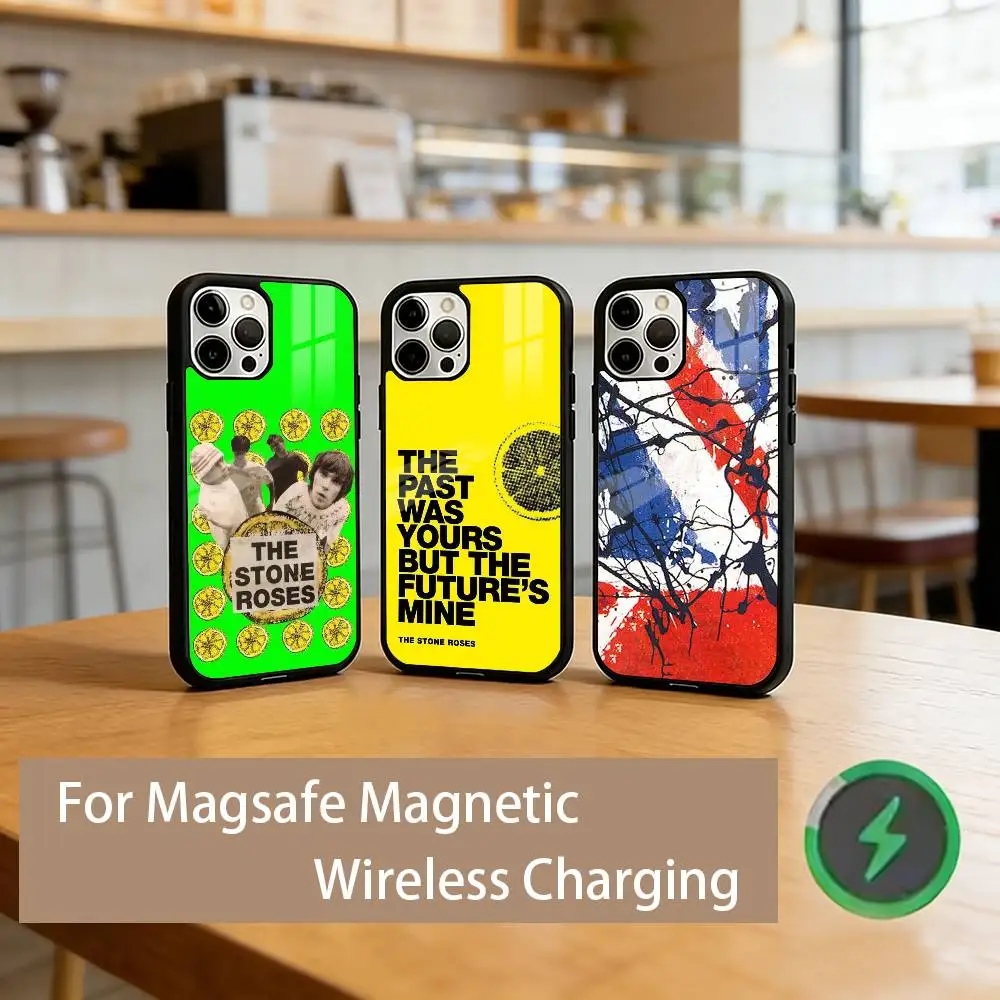 

The S-Stone Roses Band Phone Case For iPhone17,16,15,14,13,12,11 Plus,Pro Magnetic For Magsafe Wireless Charging