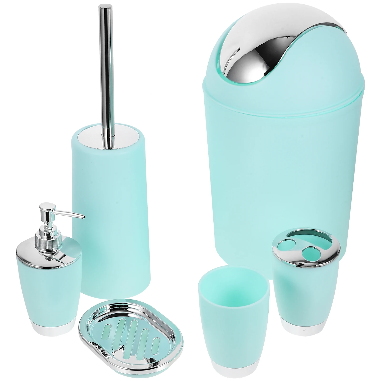 

6 Pcs Plastic Bathroom Accessory Set Easy Clean Non Toxic Odorless Contemporary Design Bathroom Accessories With Lotion