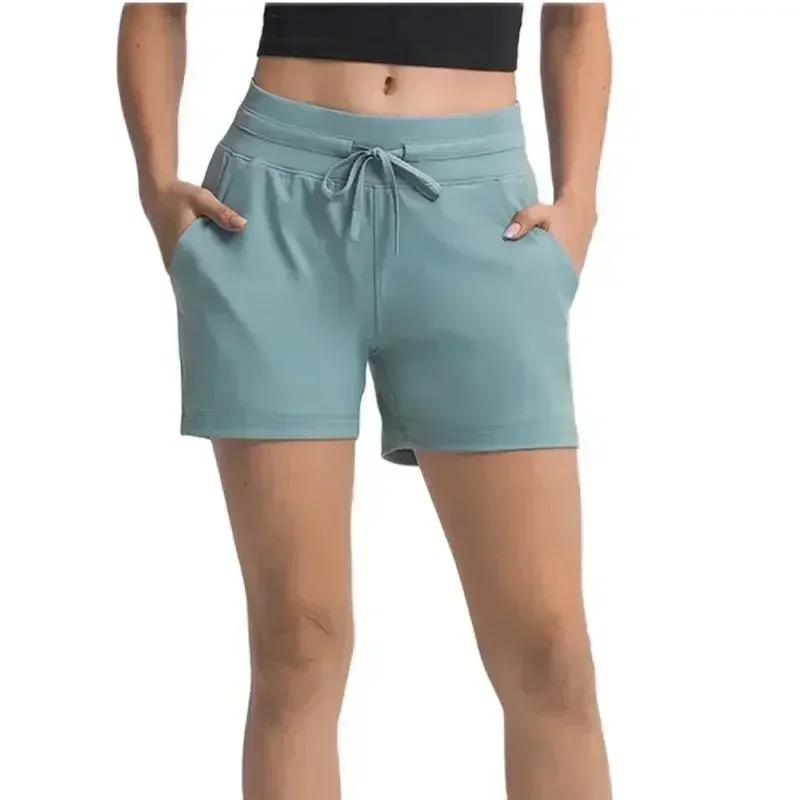 Limão-Lycra Material Calções Esportivos Femininos, Shorts de Corrida, Alta Elasticidade, Secagem Rápida, Corrida, Yoga, Tênis, Ventilação, Esportes