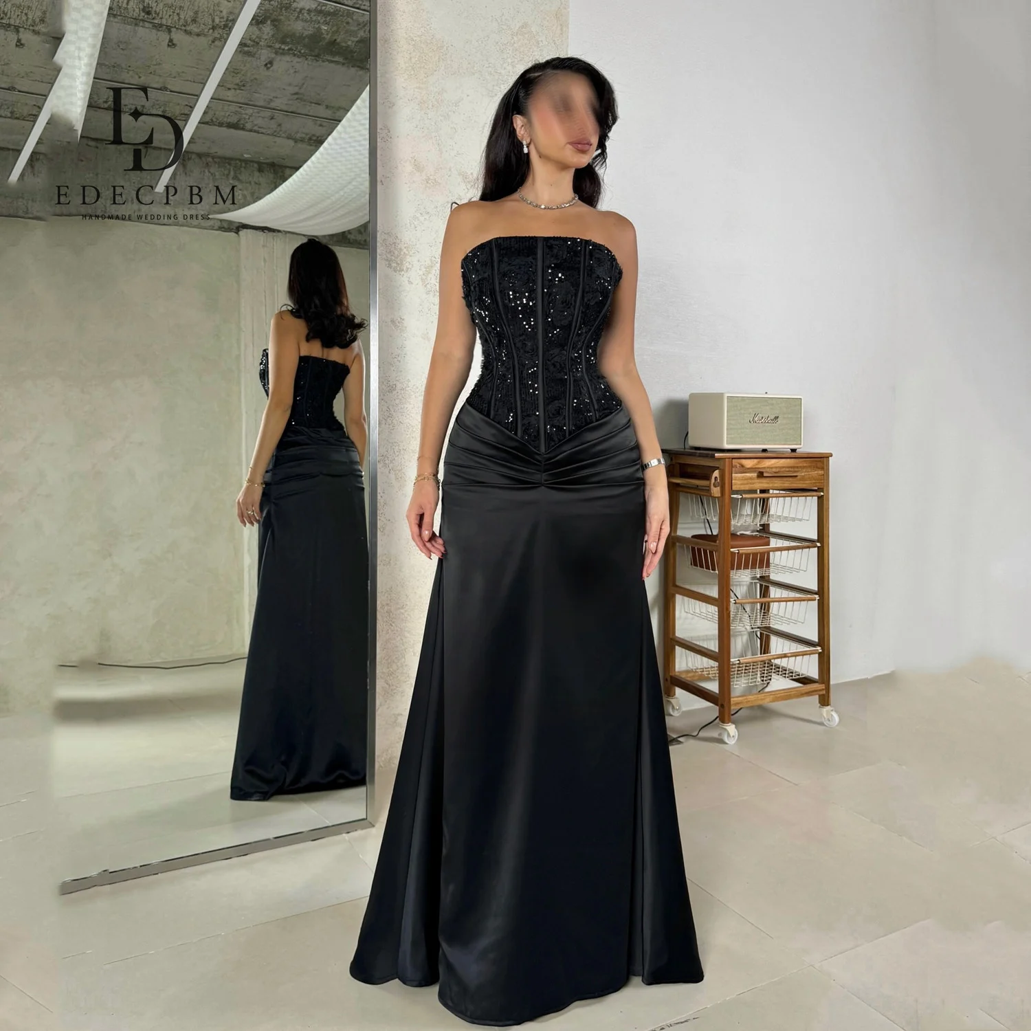 

EDECPBM Элегантные вечерние платья 2025 Черное женское вечернее платье فساتين سهرة Роскошные женские вечерние платья для особых случаев