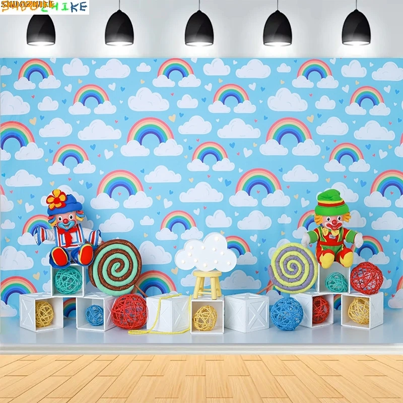 

Newborn Baby 1st Birthday Party Photography Backdrops Colorful Balloon Arch Cake Smash Family Rehearsal Background Props TS-04