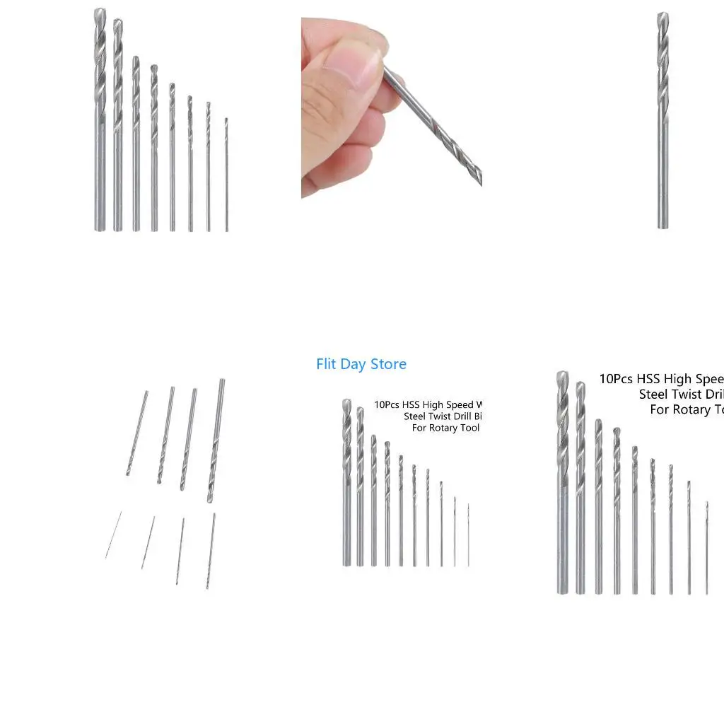 F92C 10Pcs HSS High Speed White Steel Twist Drill Bit Set For Rotary Tool New