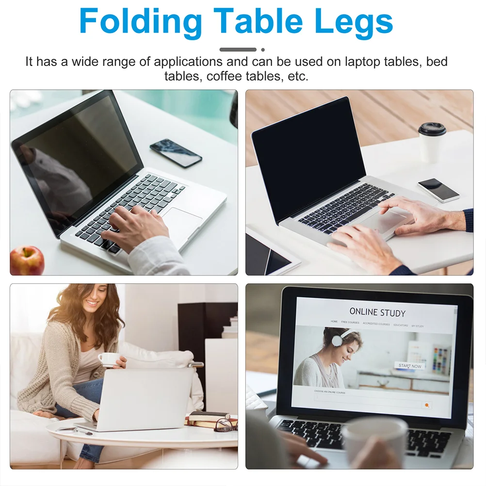 4 Pcs Square Tube Base Simple Design Table Legs Small Support for Furniture Laptop Coffee Iron Folding