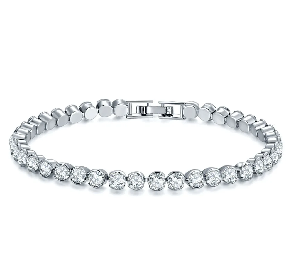 New 925 Sterling Silver Bracelet 4MM Super Shine Transparent Zircon Bracelet Charm Jewelry Woman & Men's Jewelry Gift