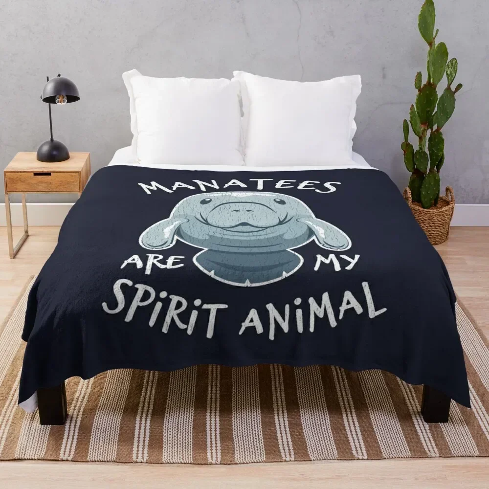 Manatees Are My Spirit Animal - Cute Manatee Throw Blanket Softest Thermals For Travel Blankets