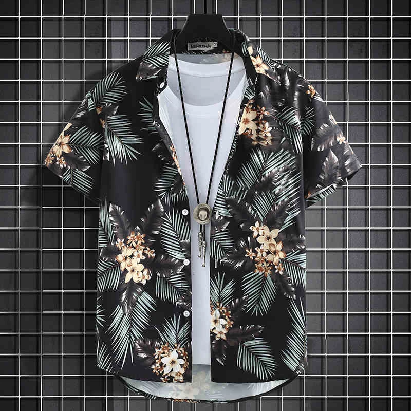 Men's Holiday Lapel Shirts Camisa 3d Print Short Sleeve Hawaiian Shirts Blouse New in Men's Beach Aloha Shirt Tops